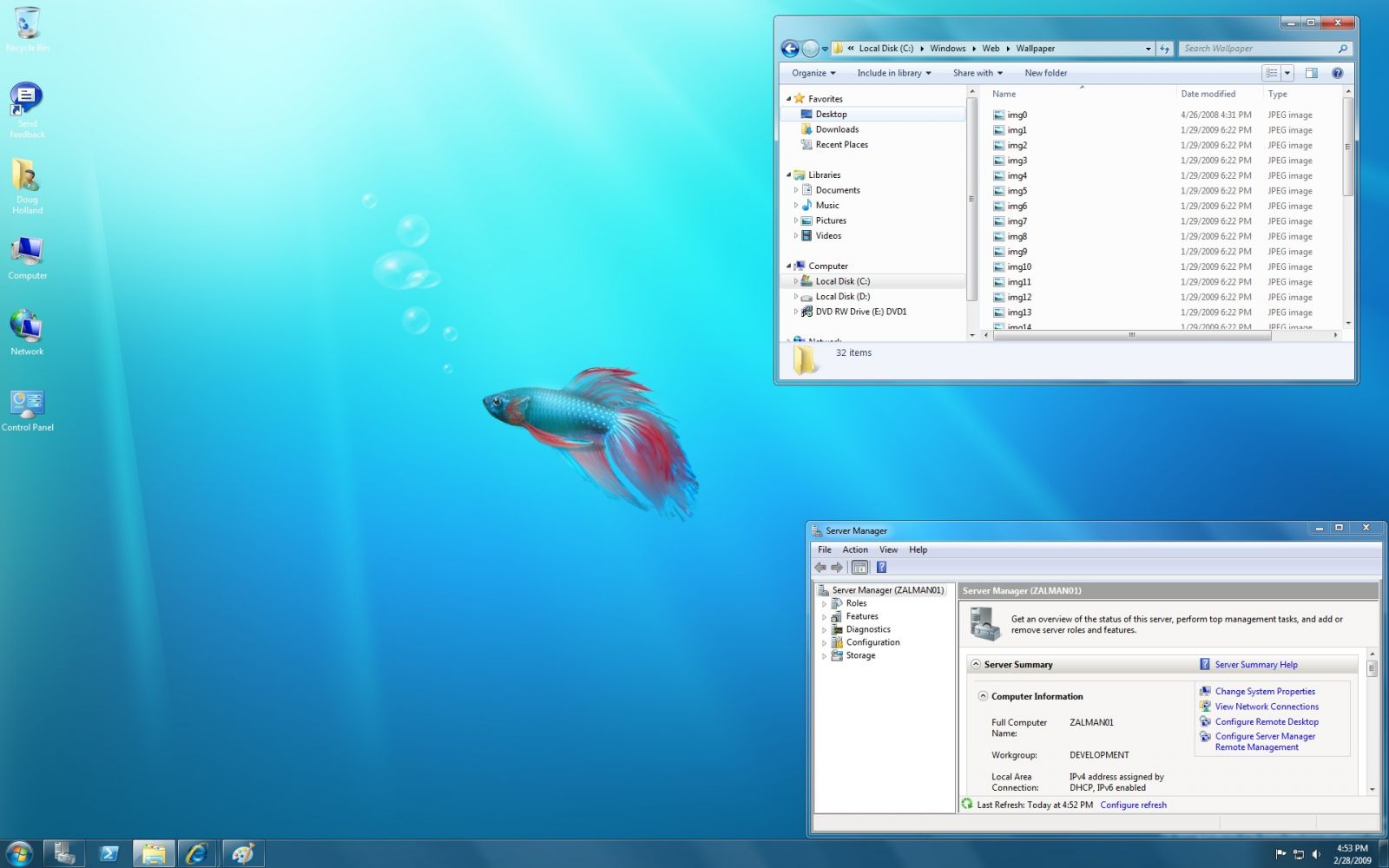 interface windos server 2008 R2
